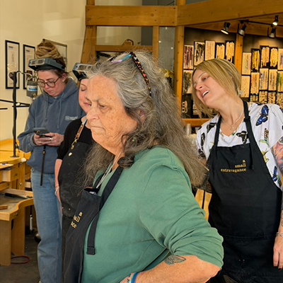Students creating jewelry in the studio