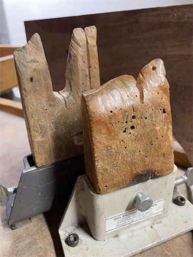 Wooden bench pin used for jewelry making